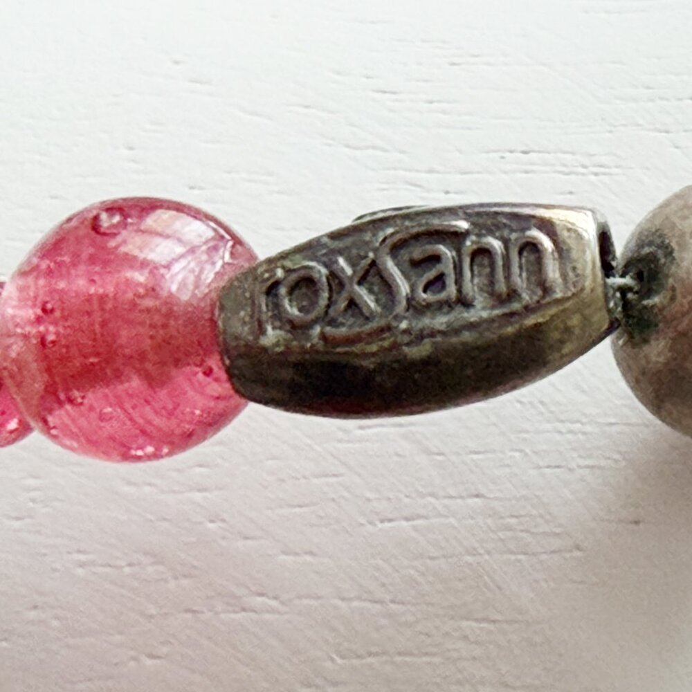 Roxsann (Eklund) Vintage Pink Black Beaded Horse Charm Necklace - Picture 3 of 6